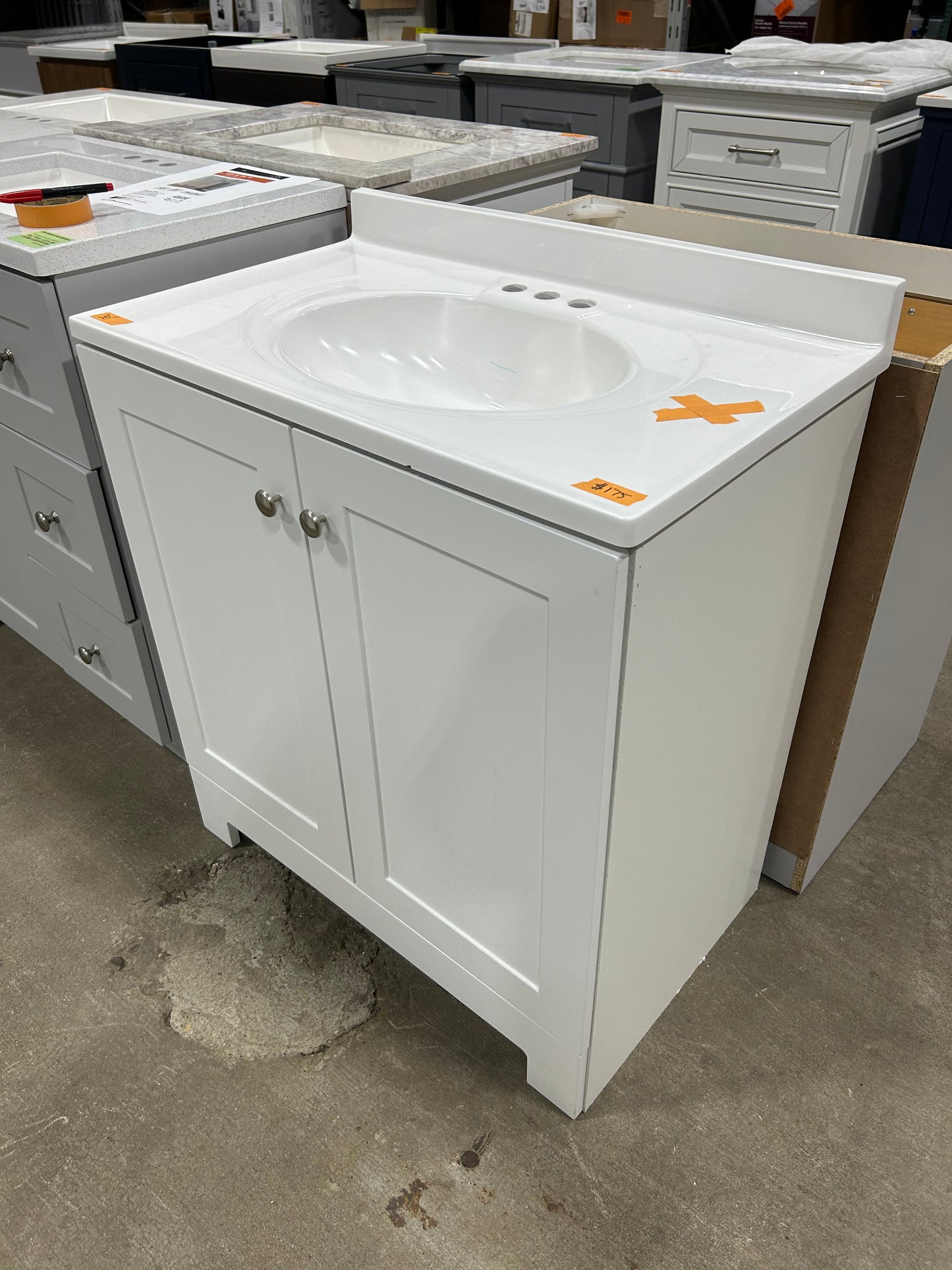 30 in. W x 19 in. D x 33 in. H Single Sink Freestanding Bath Vanity in White with White Cultured Marble Top
