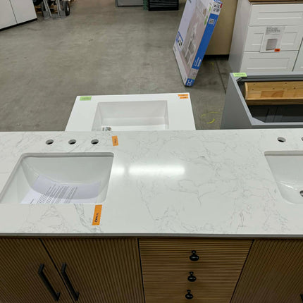 (AS) Blakely 72" Vanity in Linen Oak - Vanity Top is Cracked