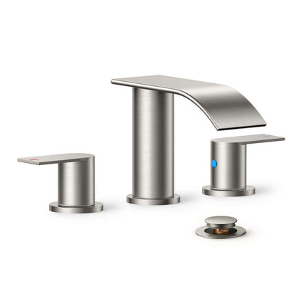 androme 8 in. Widespread Double Handle Bathroom Faucet with Metal Drain in Brushed Nickel A31A7BN