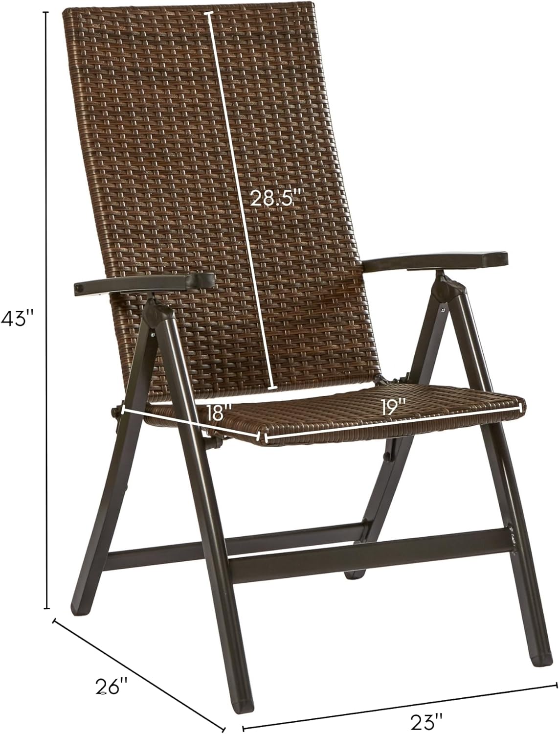 Greendale Home Fashions Wicker Outdoor Brown PE Foldable Reclining Chair