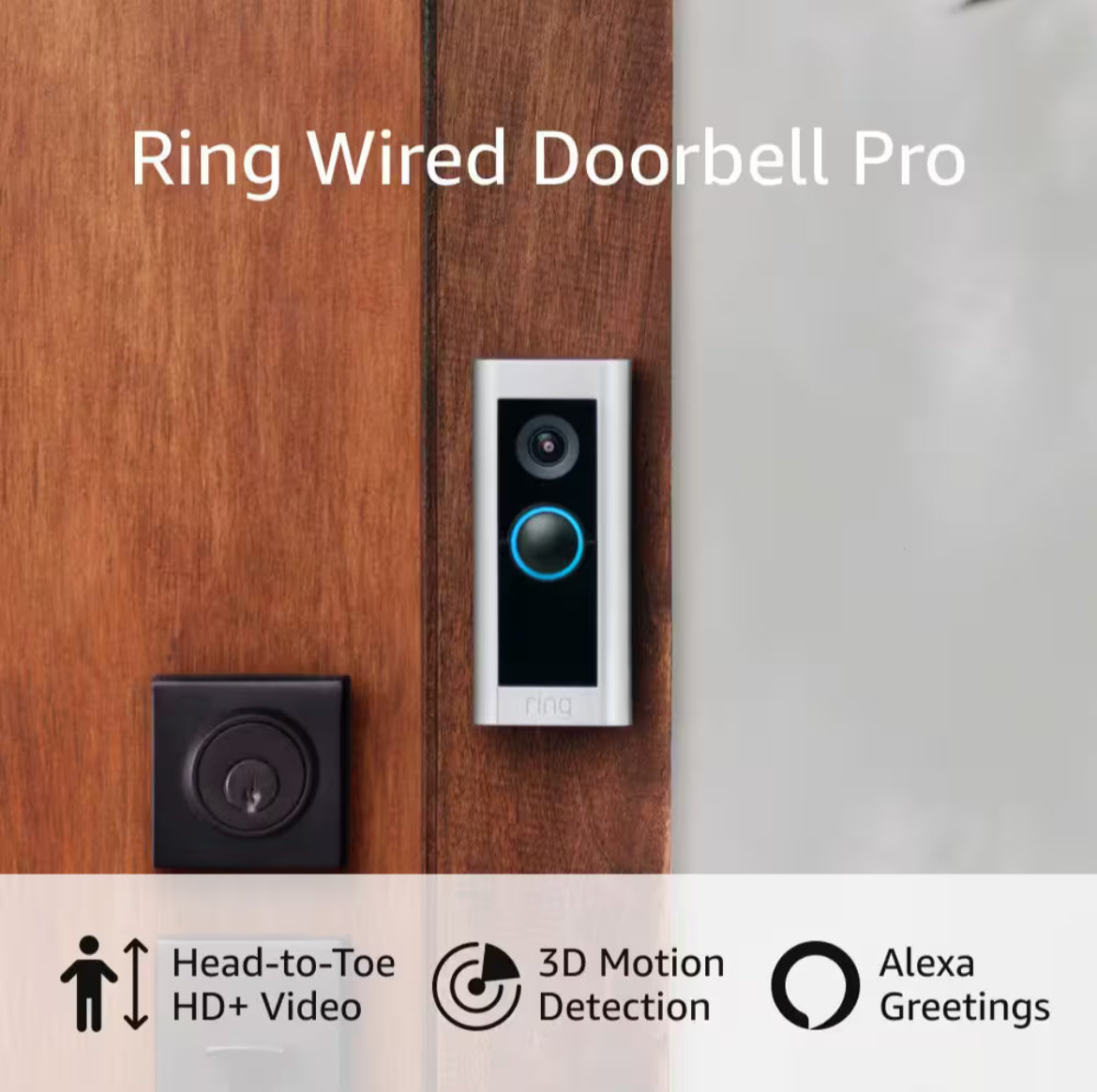 Ring Wired Doorbell Pro - Smart WiFi Video Doorbell Cam with Head-to-Toe HD Video, Bird's Eye View, and 3D Motion Detection