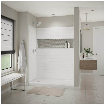 Bootz Industries NexTile 60 in. W x 32 in. D x 74 in. H Four-Piece Direct-to-Stud Composite Alcove Subway Tile Shower Wall Kit in White Z041-6200-00