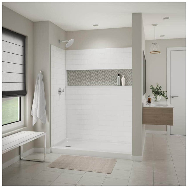 Bootz Industries NexTile 60 in. W x 32 in. D x 74 in. H Four-Piece Direct-to-Stud Composite Alcove Subway Tile Shower Wall Kit in White Z041-6200-00