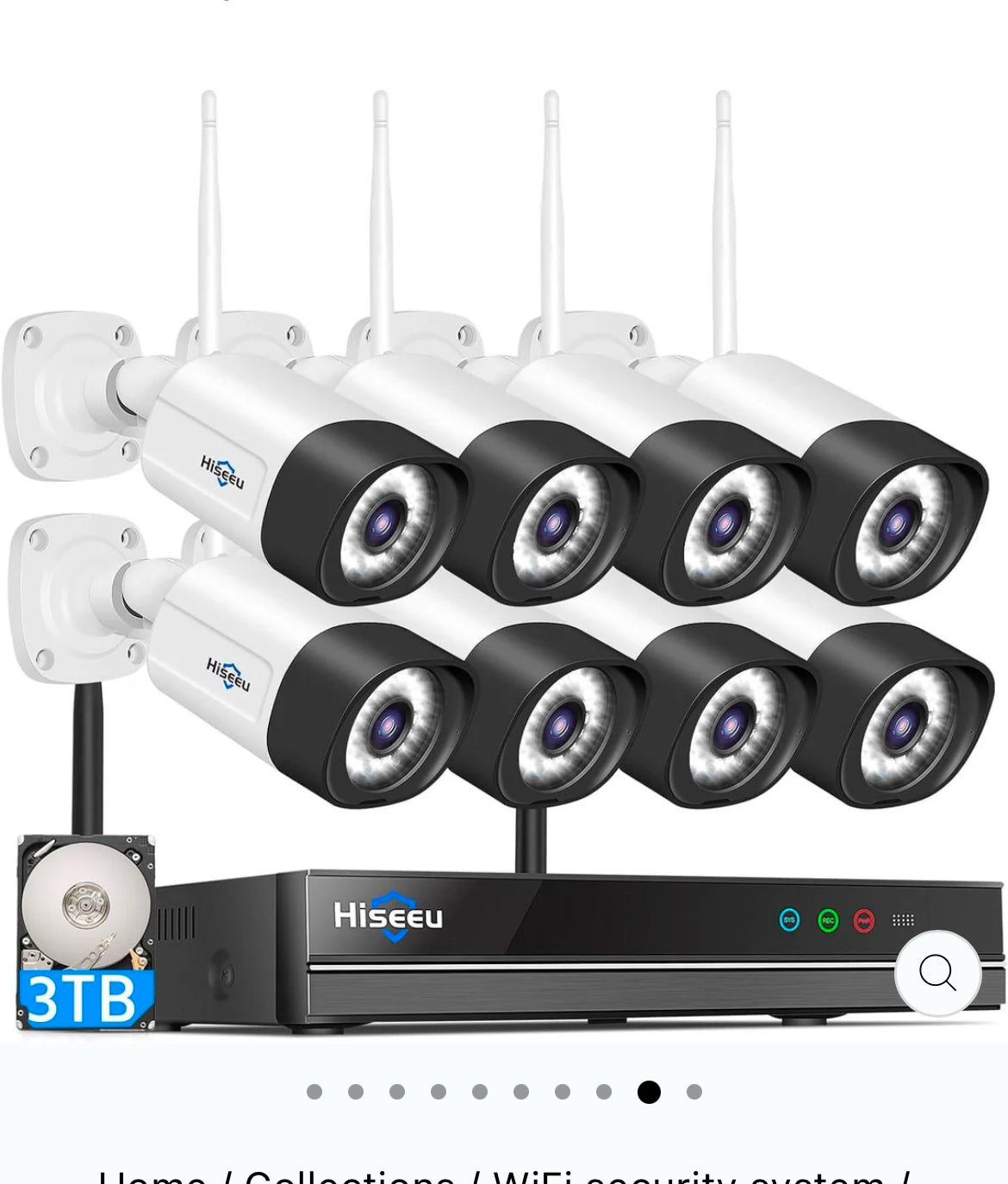 Hiseeu 5MP 8ch Wired Security Camera System Home CCTV Camera Security System w/8pcs Security Cameras Outdoor & Indoor, Remote Access, Person/Vehicle Detection, Night Vision,24/7 Record,3TB HDD (Cameras are all black)