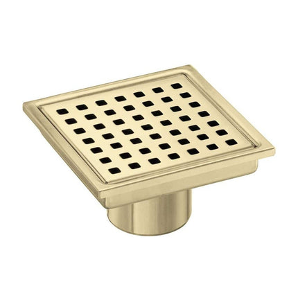 BWE 4" Square Shower Drain Chrome, Stainless Steel Shower Floor Drain Kit with ABS Flange, Removable Grid Cover A-9FD11-4BG
