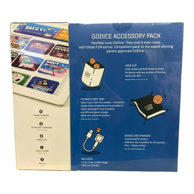 Go Dice Pro Pack with Accessory Pack Dice Tray, Dice Cup, USB Charger