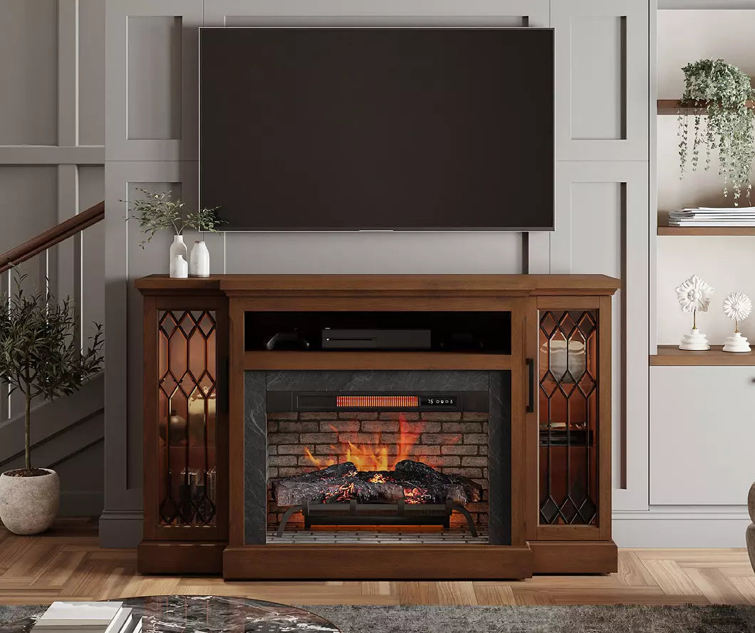 Broyhill 66" Heirloom Cherry Electric Fireplace Console