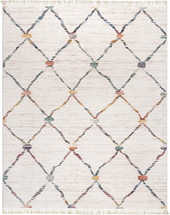 Gertmenian Premium High Low Machine Woven Indoor Rug | Easy-Cleaning & Non-Shedding | Living Room, Dining Room, Bedroom, Office | 5x7 Standard, Diamond Dieppe Cream, 25006