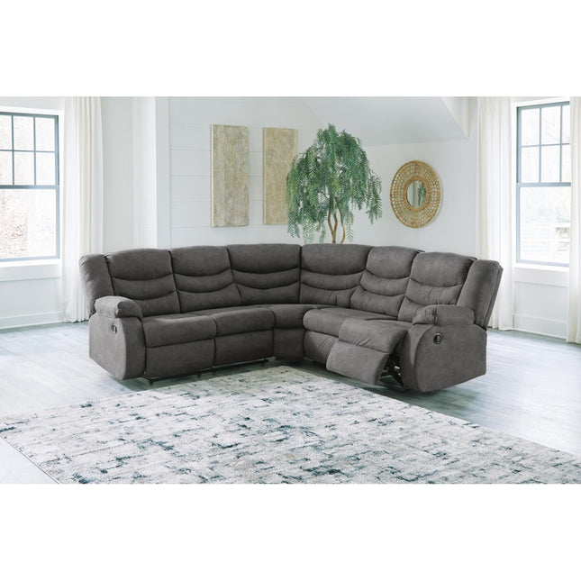 Partymate 2-Piece Manual Reclining Sectional by Ashley in Slate — hero view
