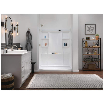 Delta Classic 500 32 in. L x 60 in. W x 72 in. H 4-Piece Alcove Shower Kit with Shower Wall and Shower Pan in High Gloss White BVS2-C5153-WH