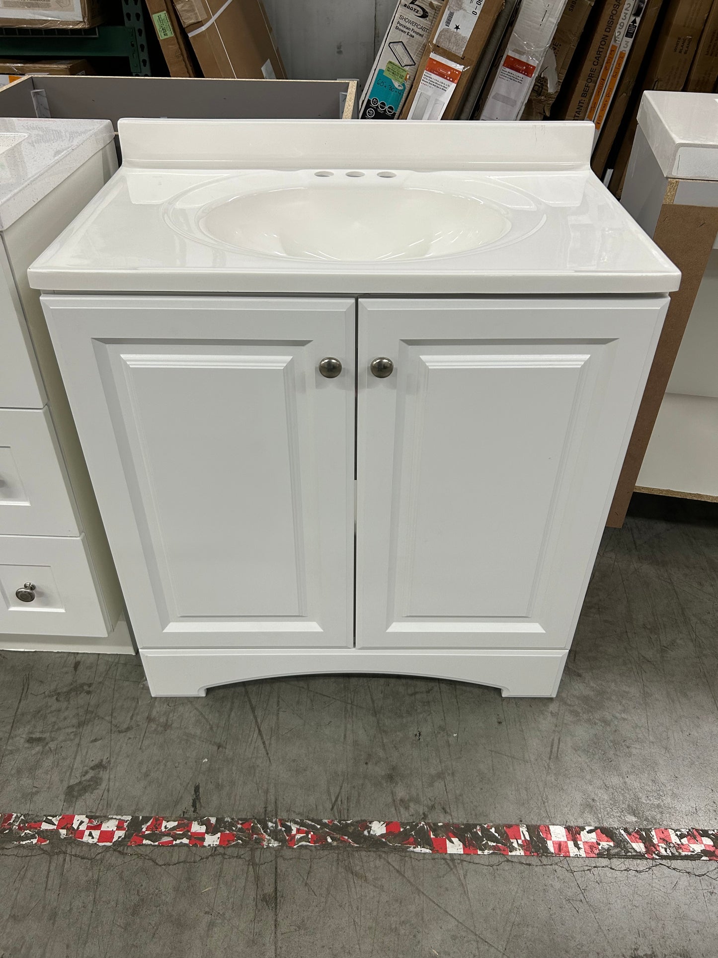 24 in. W x 19 in. D x 35 in. H Single Sink Freestanding Bath Vanity in White with White Cultured Marble Top