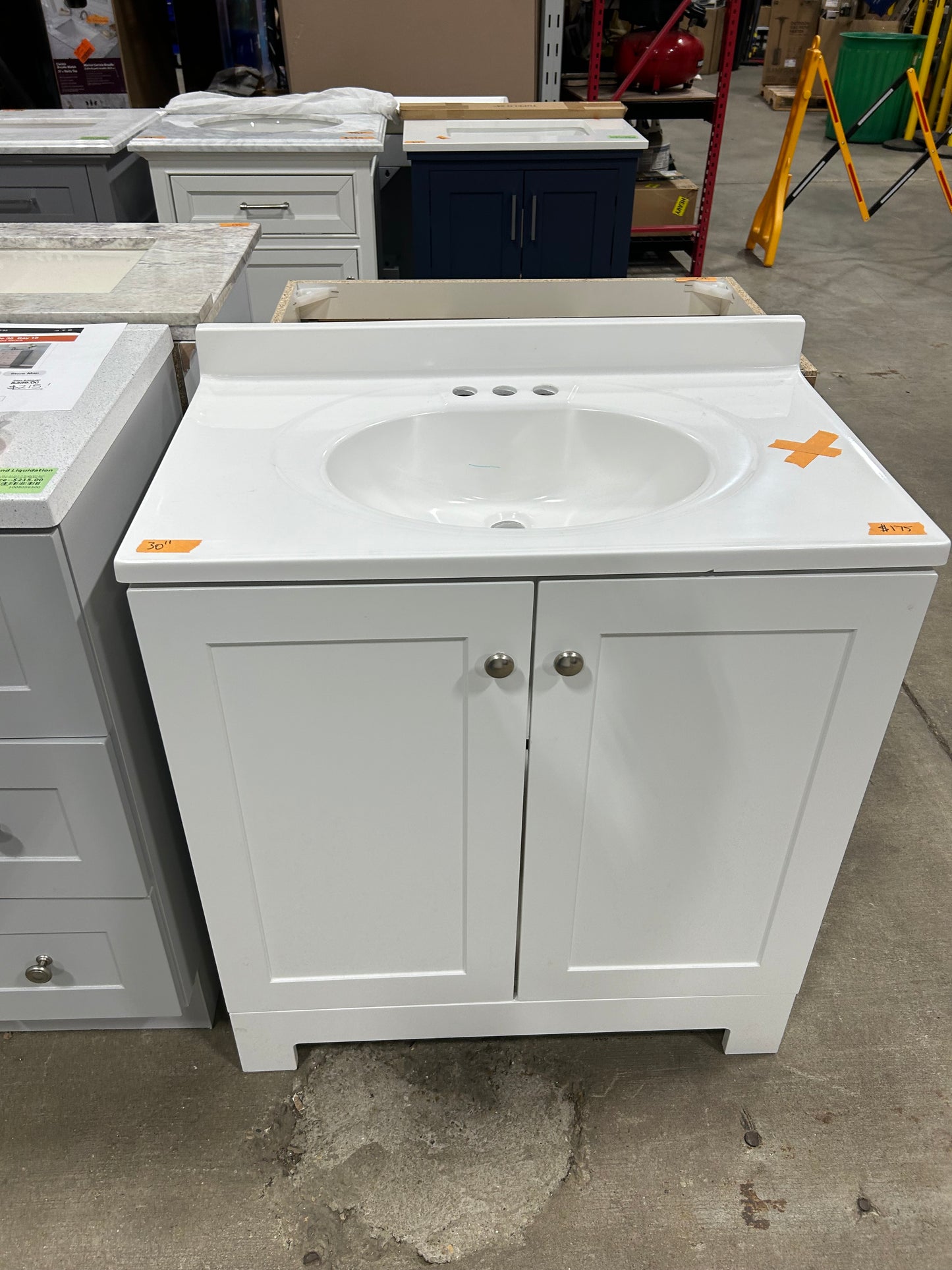 30 in. W x 19 in. D x 33 in. H Single Sink Freestanding Bath Vanity in White with White Cultured Marble Top