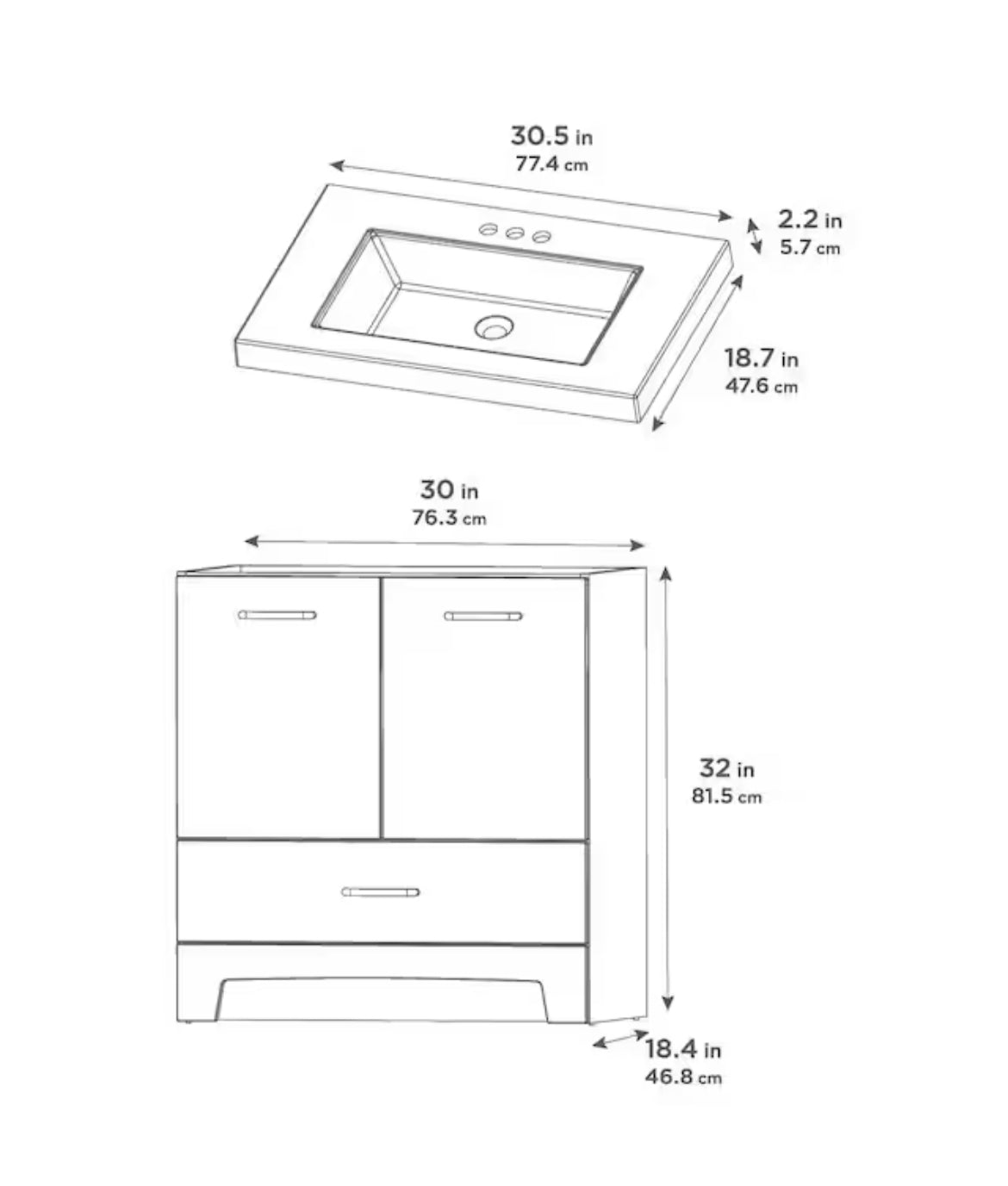 Stancliff 31 in. W x 19 in. D x 34 in. H Single Sink Freestanding Bath Vanity in Elm Sky with White Cultured Marble Top