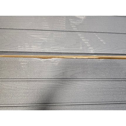 Open Box Keter Stronghold shed - scuffed wall panel seam shown up close