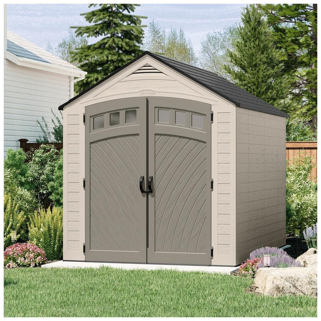 Suncast Vista 7 ft. W x 10 ft. D Plastic Resin Storage Shed with Floor (74 sq. ft.) in Colonnade (Beige)