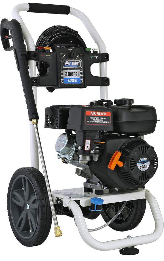 Pulsar 3,100 PSI 2.5 GPM Gas-Powered Pressure Washer with 5 Quick Connect Nozzles & On-Board Detergent Tank, W31H19