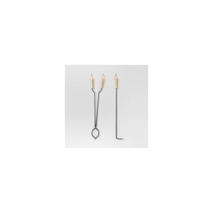 2pc Tongs and Fire Poker Tool Set Black - Threshold