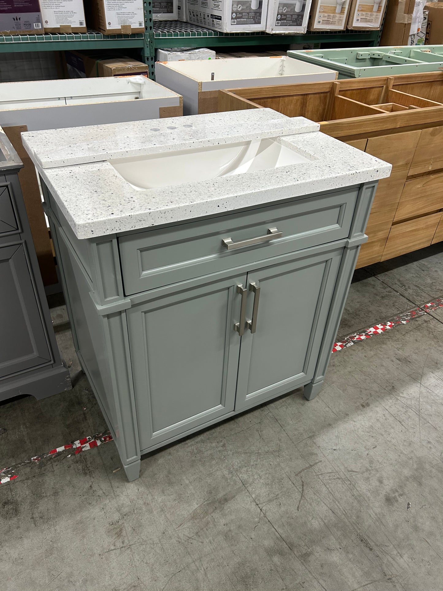 Caville 30 in. Single Sink Sage Green Bath Vanity with Top