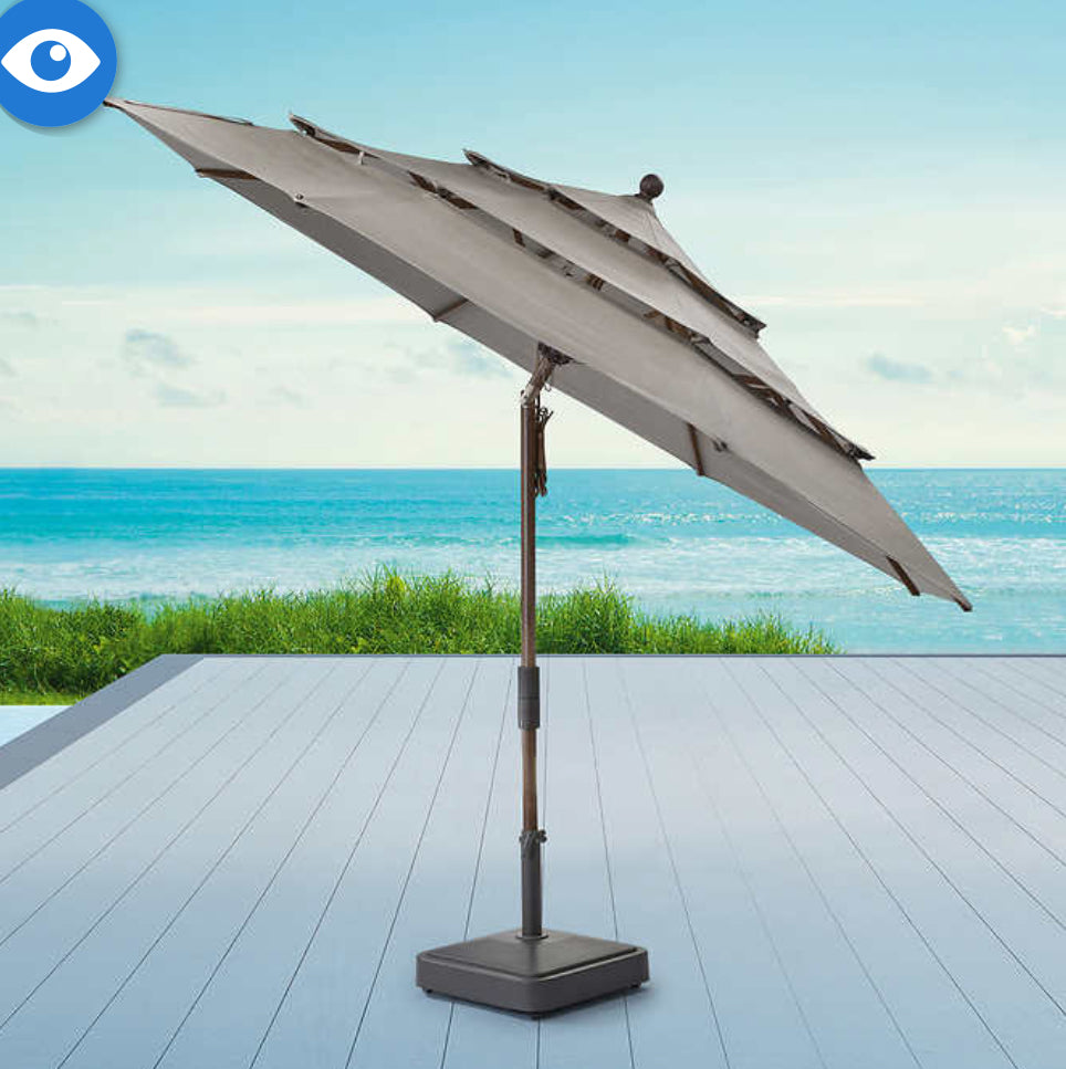 Proshade 11ft Wood-Look Collar Tilt Aluminum Umbrella-Grey