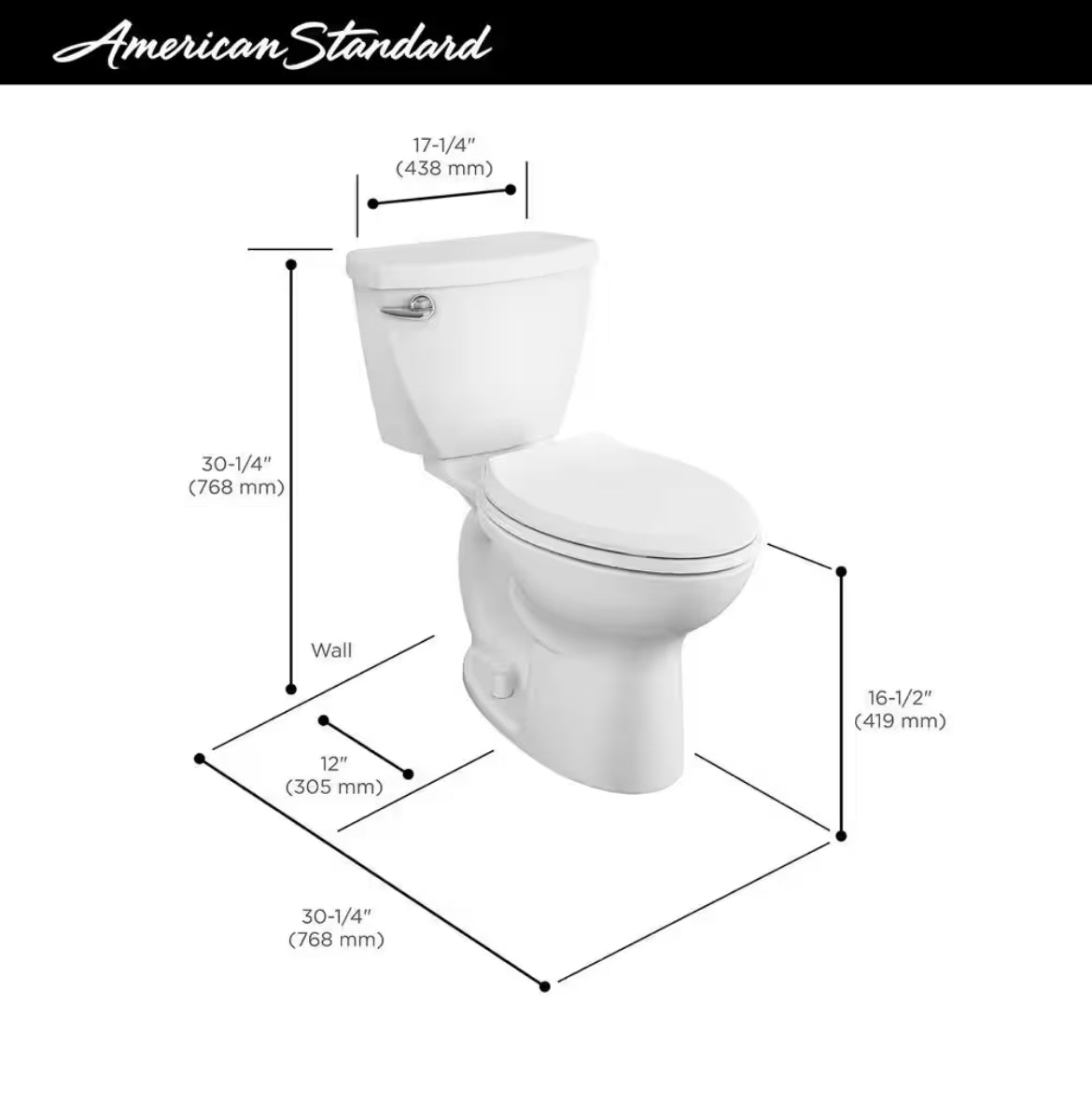 Cadet 3 FloWise Two-Piece 1.28 GPF Single Flush Elongated Chair Height Toilet with Slow-Close Seat in White