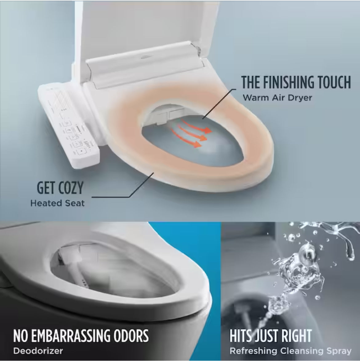 C2 Washlet Electric Heated Bidet Toilet Seat for Elongated Toilet in Cotton White