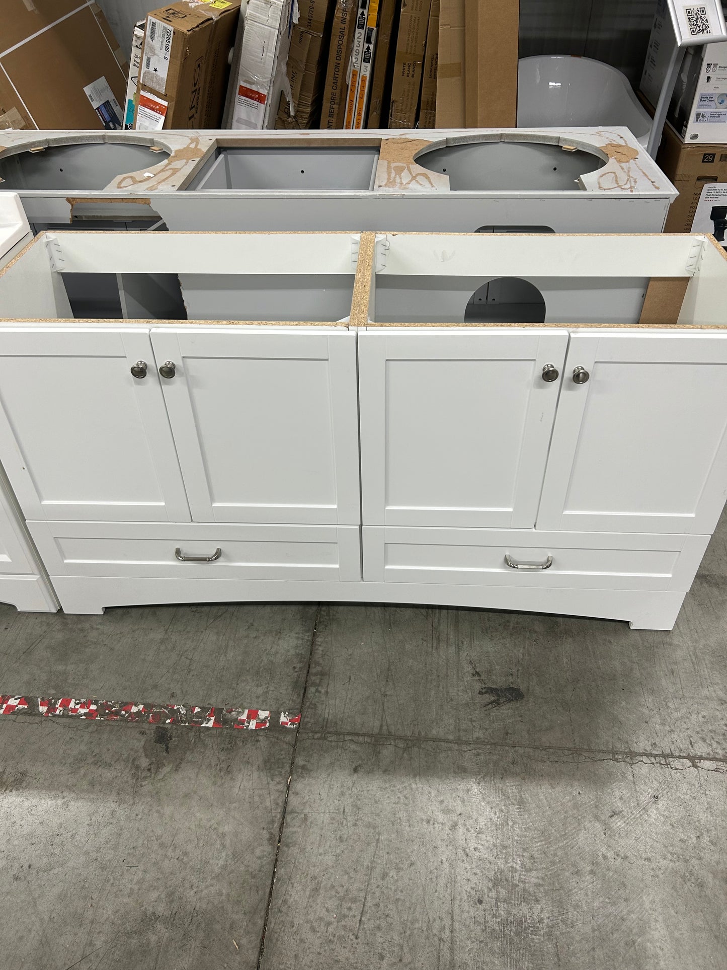 Lancaster 61 in. Double Sink White Bath Vanity (No Top)