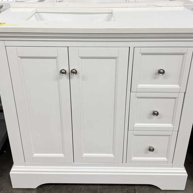 (D) Windsor 36" Matte White Traditional Bathroom Cabinet