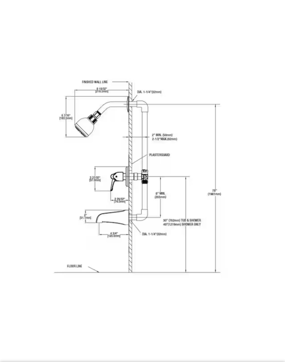 Aragon 3 Handle 1-Spray Tub and Shower Faucet 1.8 GPM in Chrome (Valve Included), Glacier Bay