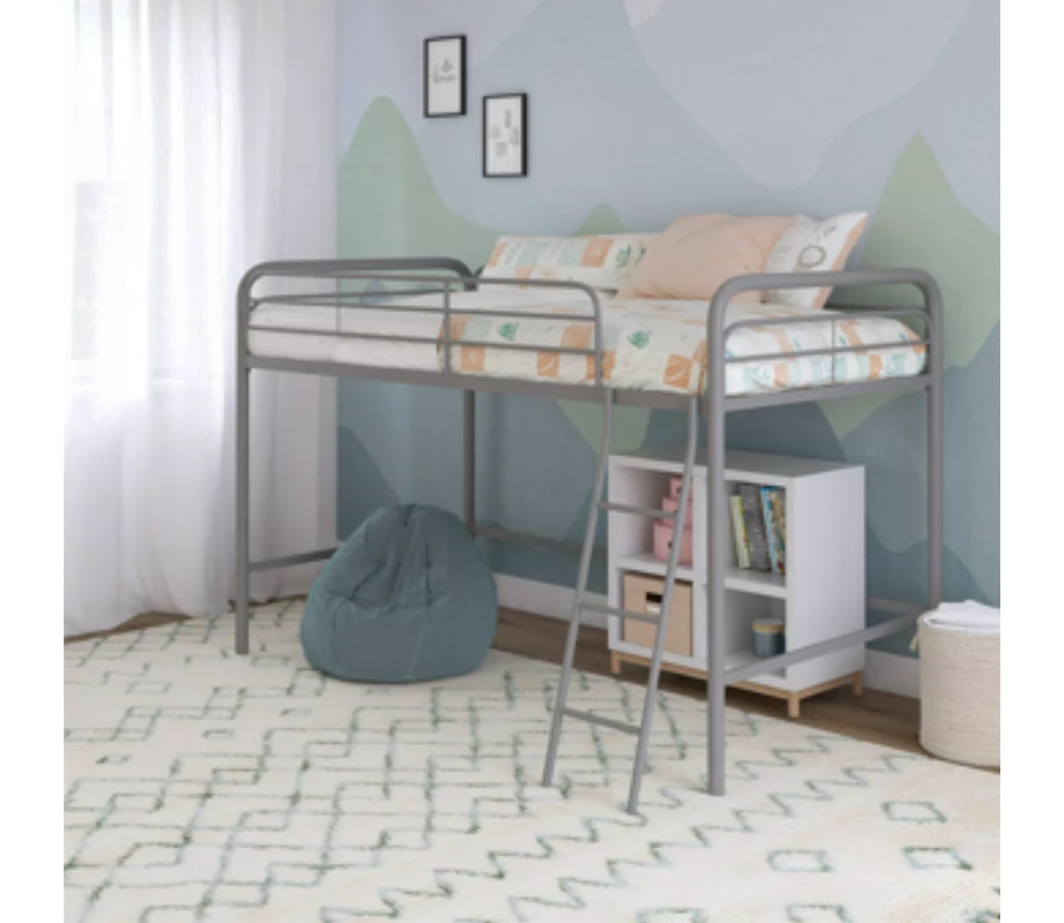 DHP Jett Junior Twin Metal Kids Loft Bed, Silver