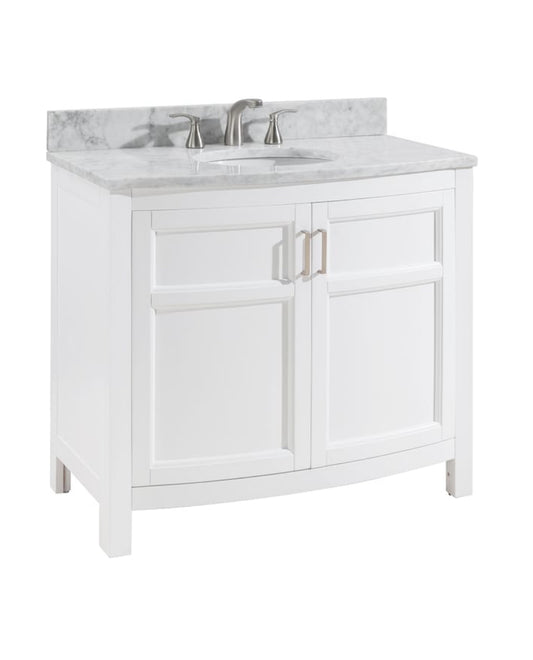 allen + roth Moravia 36-in White Undermount Single Sink Bathroom Vanity with Natural Carrara Marble Top