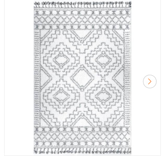 Vasiliki Moroccan Tassel Shag White 5 ft. x 8 ft. Area Rug - nuLOOM