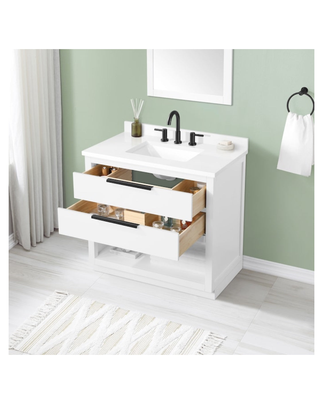 Origin 21 Beecham 36-in White Undermount Single Sink Bathroom Vanity with White Engineered Stone Top