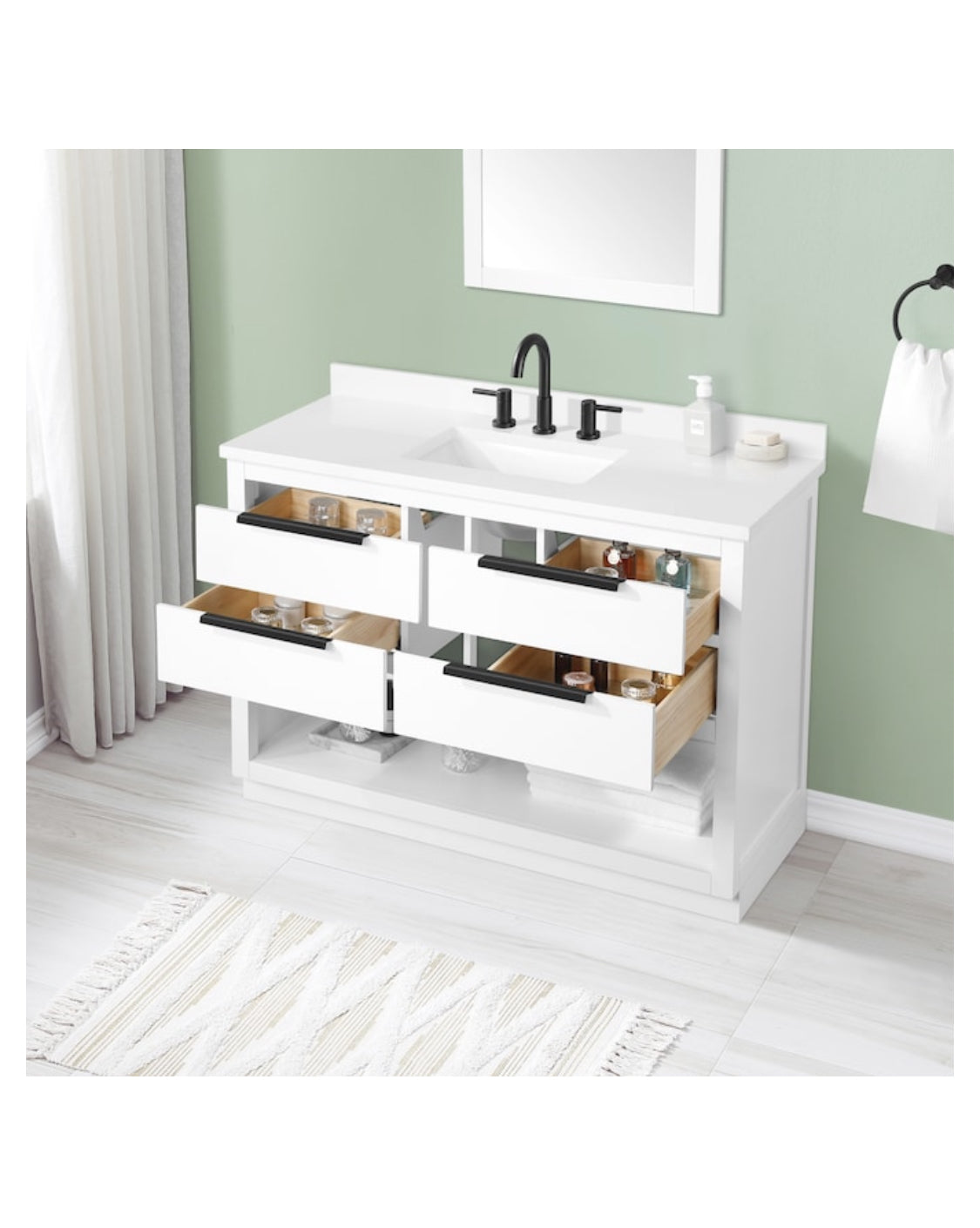 Origin 21 Beecham 48-in White Undermount Single Sink Bathroom Vanity with White Engineered Stone Top