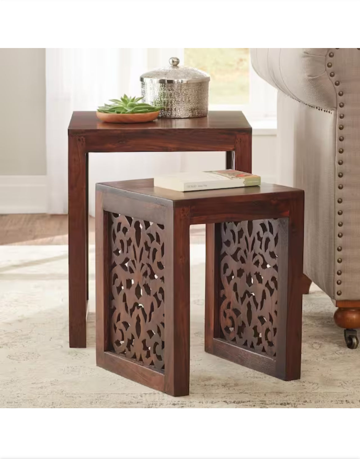 Maharaja Walnut Brown 2-Piece Nesting End Table