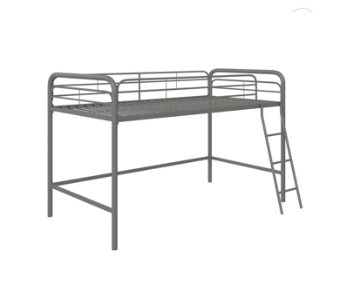 DHP Jett Junior Twin Metal Kids Loft Bed, Silver ~