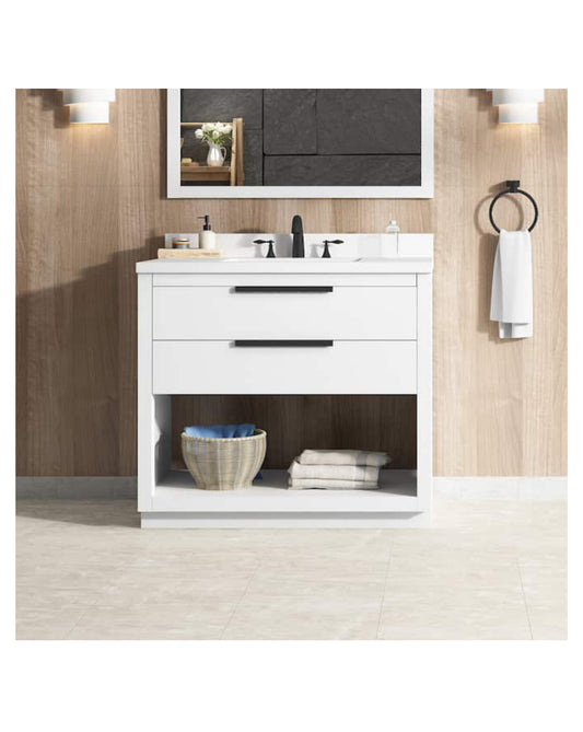 Origin 21 Beecham 36-in White Undermount Single Sink Bathroom Vanity with White Engineered Stone Top