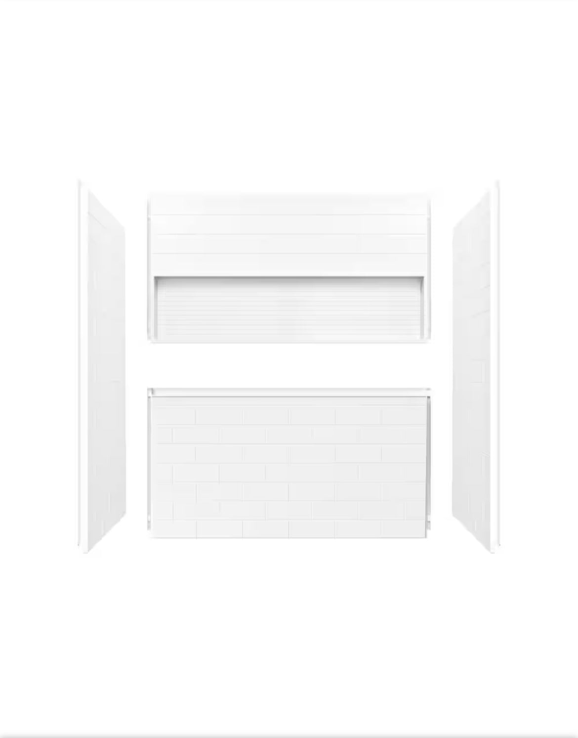 Bootz Industries
Nextile 30 in. x 60 in. x 60 in. 4-Piece Direct-to-Stud Alcove Tub Surround in White