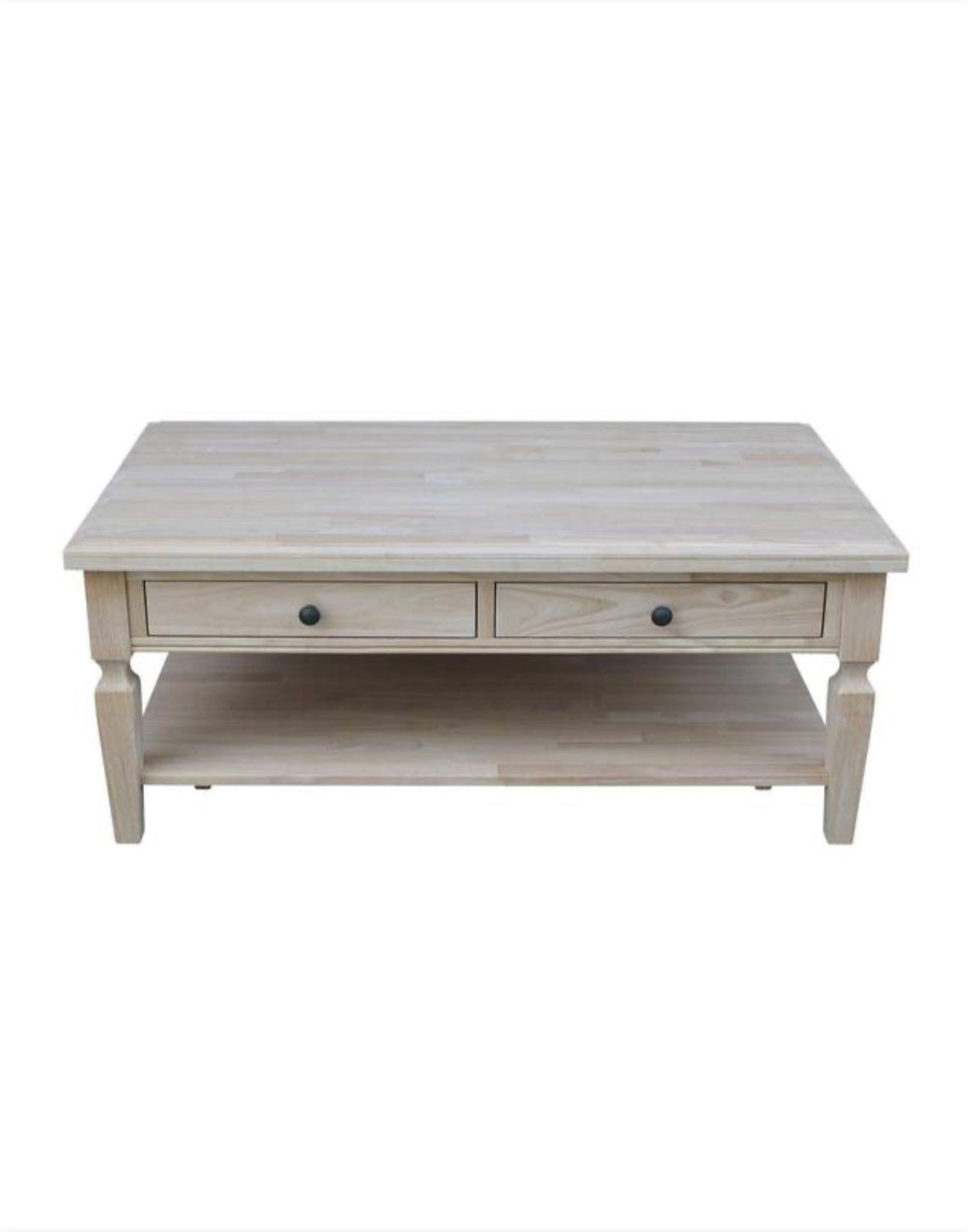 Vista 48 in. Unfinished Wood Large Rectangle Coffee Table with Drawers