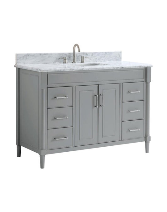 allen + roth Perrella 49-in Light Gray Undermount Single Sink Bathroom Vanity with Carrera White Natural Marble Top