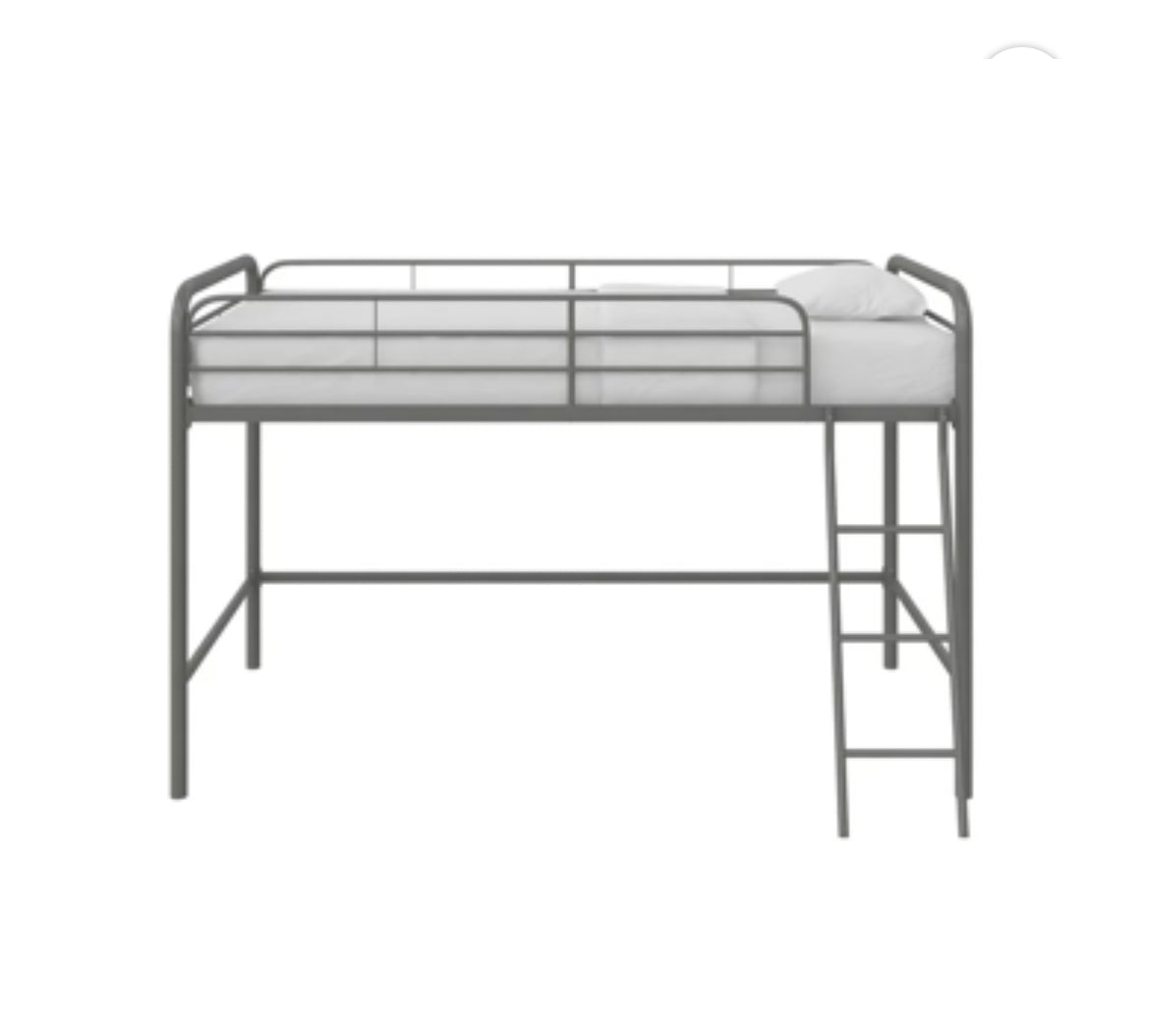 DHP Jett Junior Twin Metal Kids Loft Bed, Silver ~