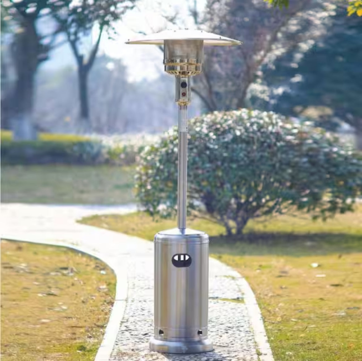 48000 BTU Stainless Steel Propane Standing Patio Heater Hampton Bay