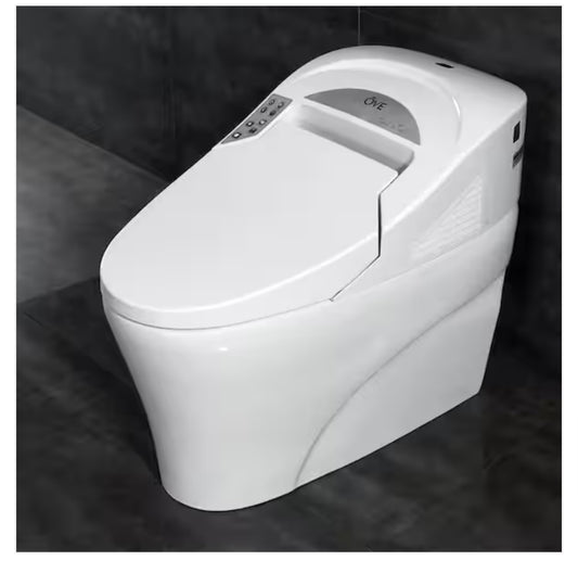 Smart 1-Piece 1.28 GPF Single Flush Elongated Toilet and Bidet with Seat in White - Ove