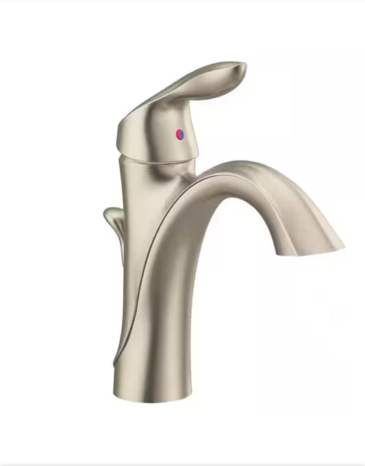 Eva Single-Handle Single Hole High-Arc Bathroom Faucet in Brushed Nickel, Moen