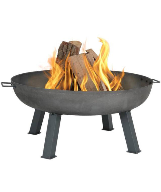 34 in. x 15 in. Round Cast Iron Wood Burning Fire Pit Bowl in Steel