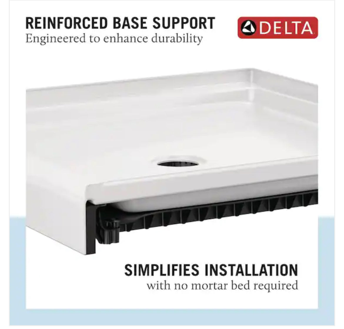 Classic 500 48 in. L x 34 in. W Alcove Shower Pan Base with Center Drain in High Gloss White - Delta
