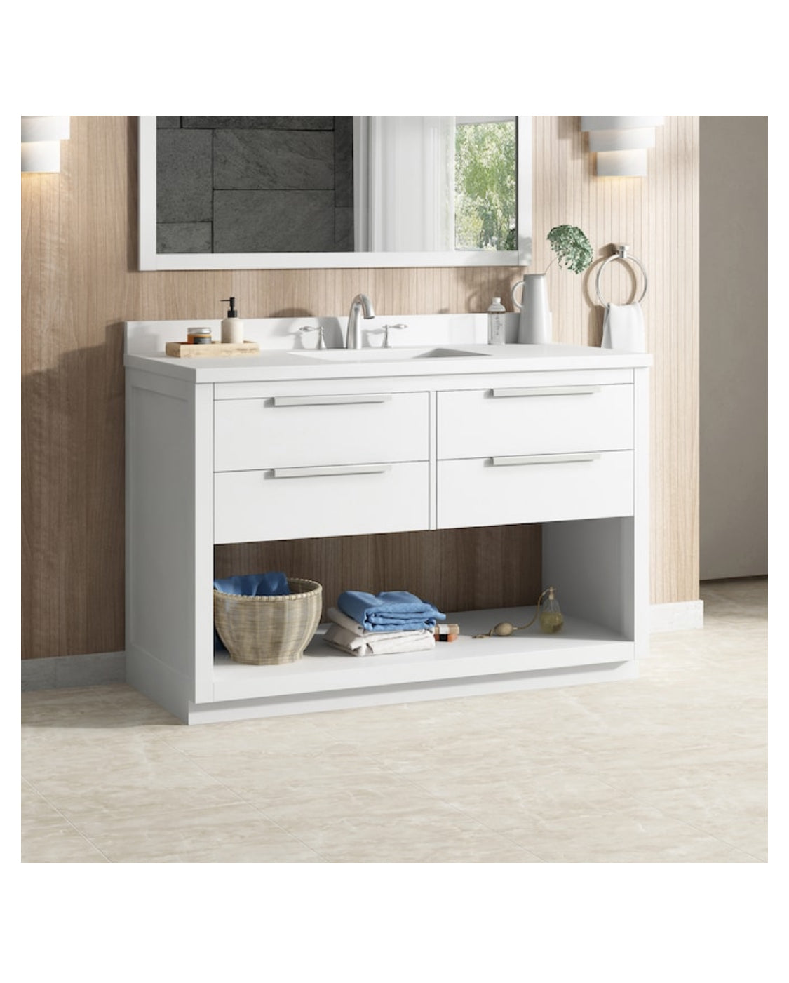 Origin 21 Beecham 48-in White Undermount Single Sink Bathroom Vanity with White Engineered Stone Top