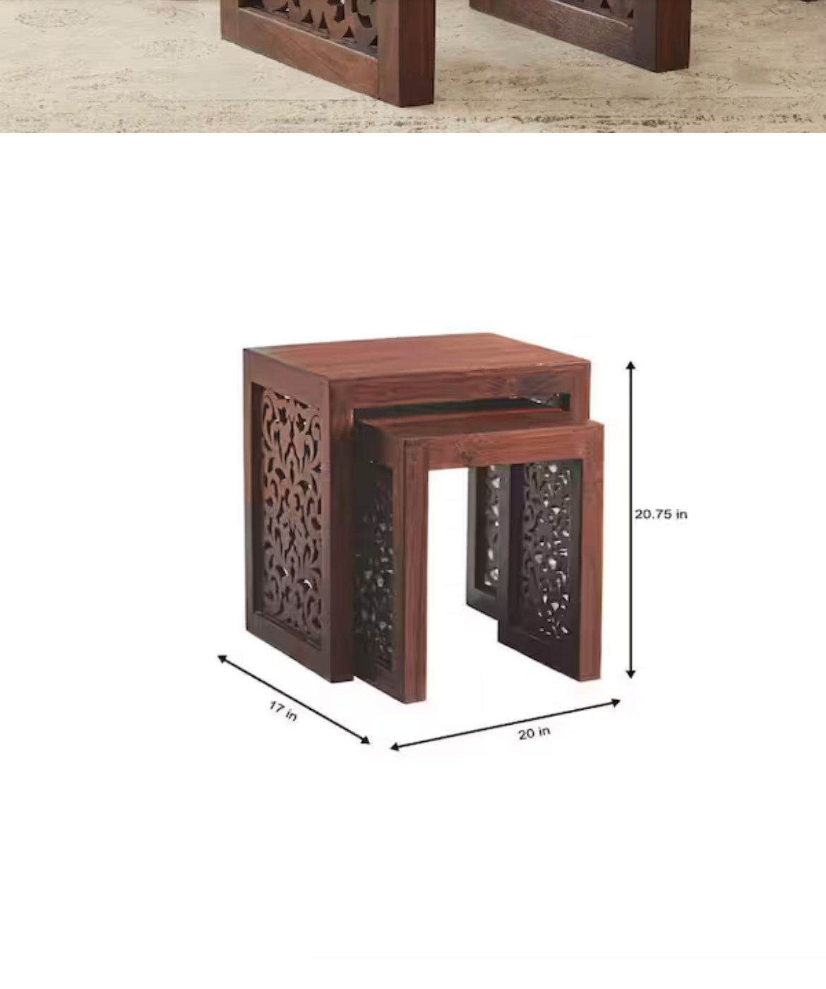 Maharaja Walnut Brown 2-Piece Nesting End Table