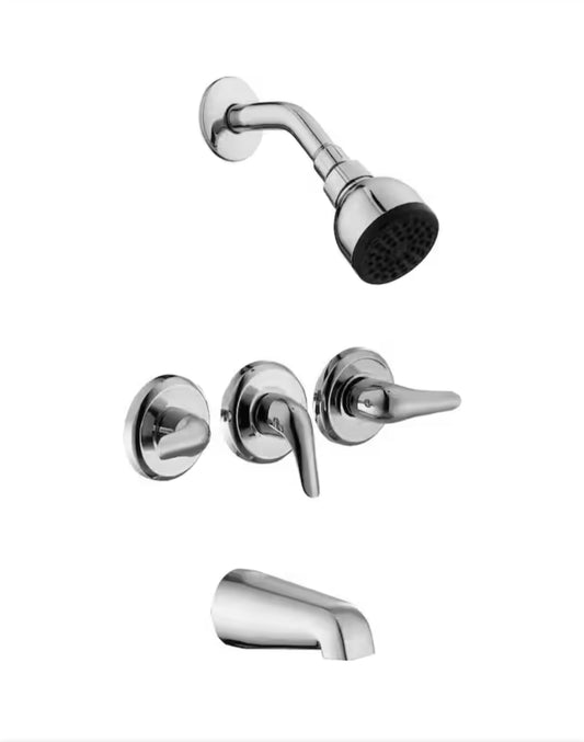 Aragon 3 Handle 1-Spray Tub and Shower Faucet 1.8 GPM in Chrome (Valve Included), Glacier Bay
