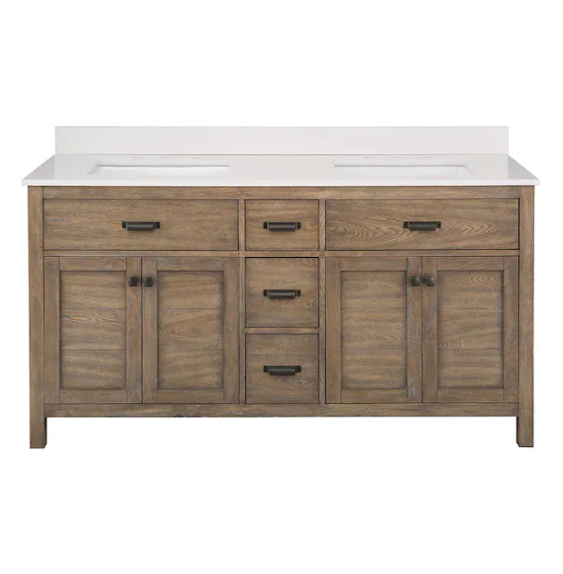 Stanhope 61 in. W x 22 in. D Vanity in Reclaimed Oak with Engineered Stone Vanity Top in Crystal White with White Sink