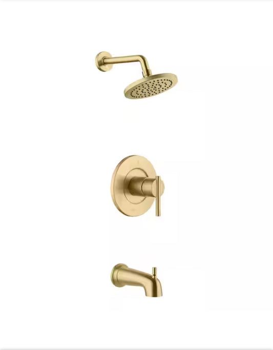 Dorind Single-Handle 1-Spray Tub and Shower Faucet 1.8 GPM in Matte Gold (Valve Included), Glacier Bay